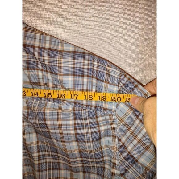 Eddie Bauer Men's L Blue Plaid Button Down Long Sleeve Shirt Size XL 100% Cotton - Picture 3 of 6